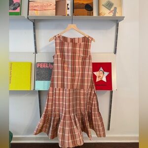 Bespoke Pink Tartan Pleated Taffeta Cocktail Dress Size 8-10